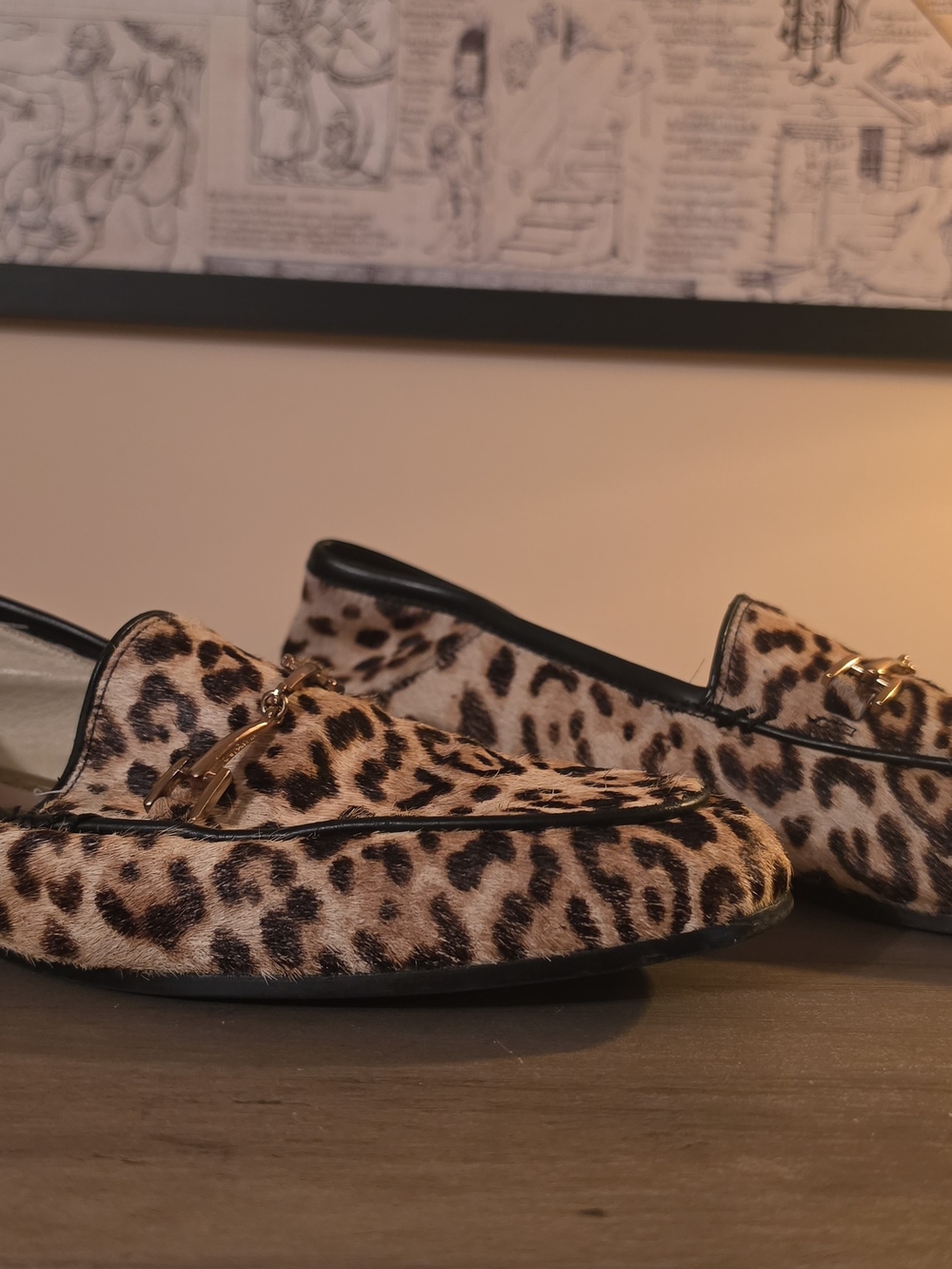 Sam Edelman Leopard Print Loafers with Gold Bit - Picture 2 of 6
